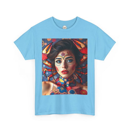 Unisex Heavy Cotton T-Shirt, Cancer, Zodiac v1, Sexy Art