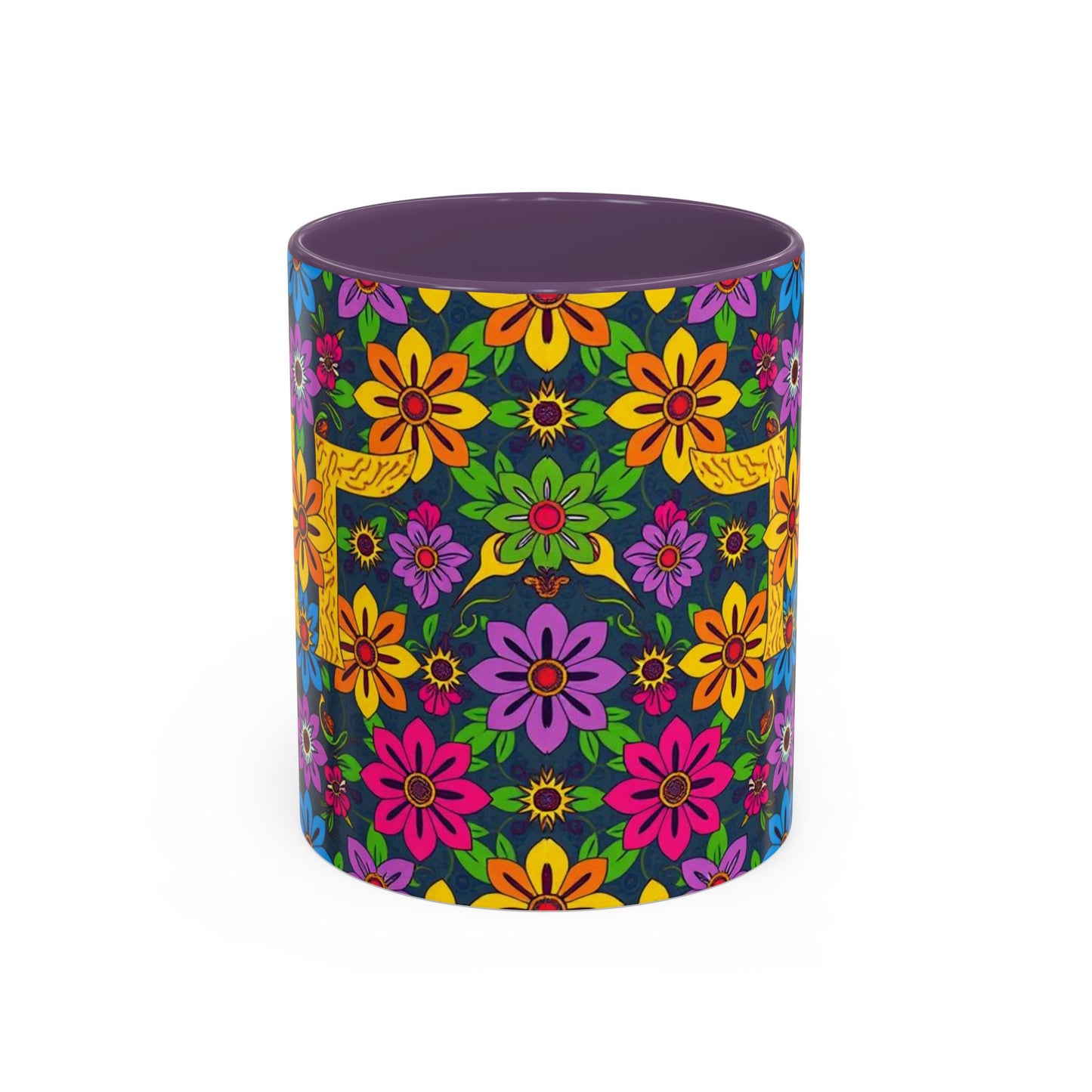 Accent Coffee Mug, Gemini, Zodiac v3, Flower Pattern, (11, 15oz)