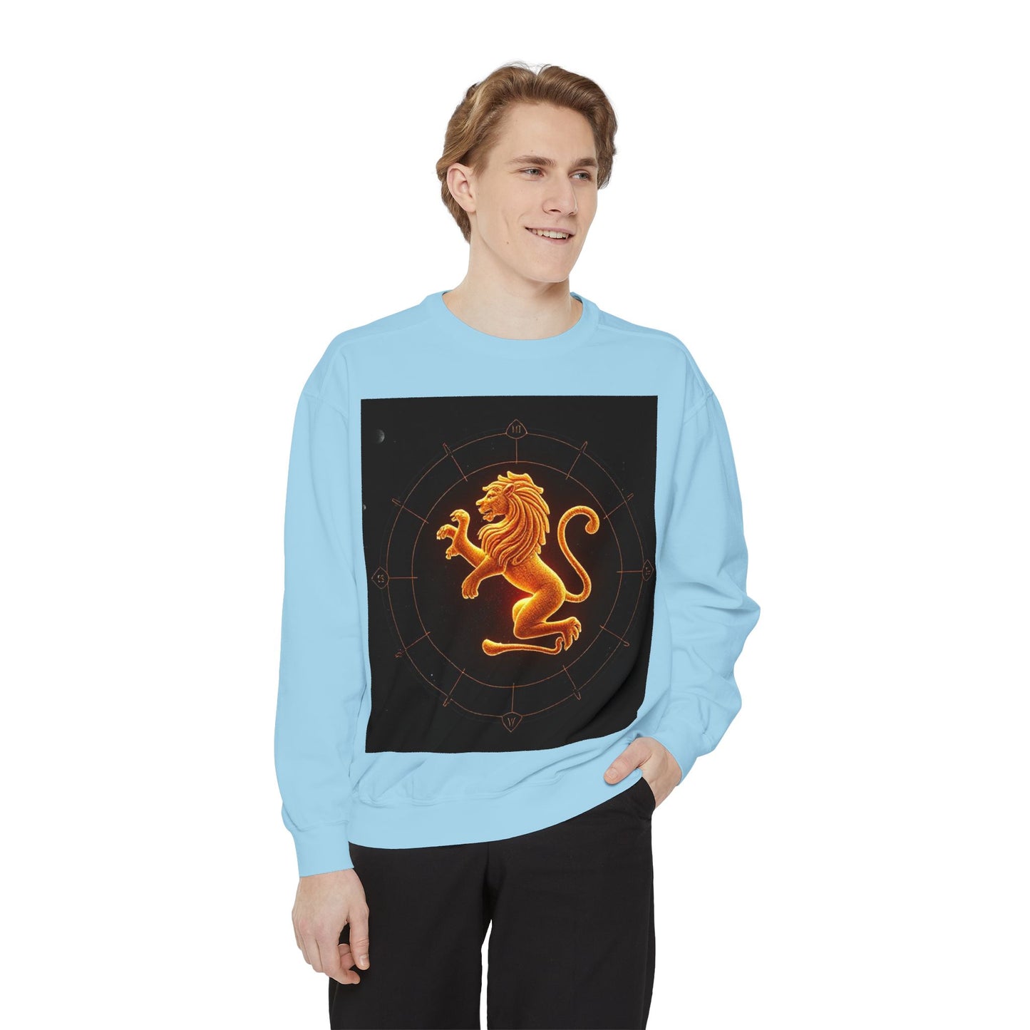 Garment-Dyed Sweatshirt, Unisex, Space Animal Design v1, Leo