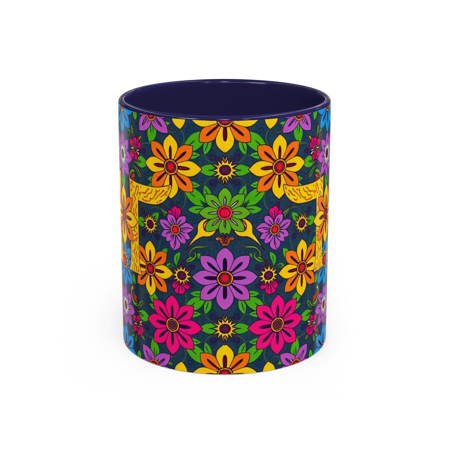 Accent Coffee Mug, Gemini, Zodiac v3, Flower Pattern, (11, 15oz)