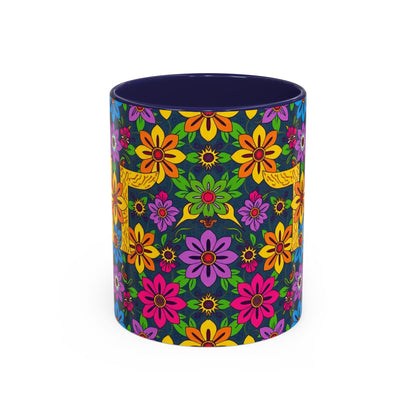 Accent Coffee Mug, Gemini, Zodiac v3, Flower Pattern, (11, 15oz)