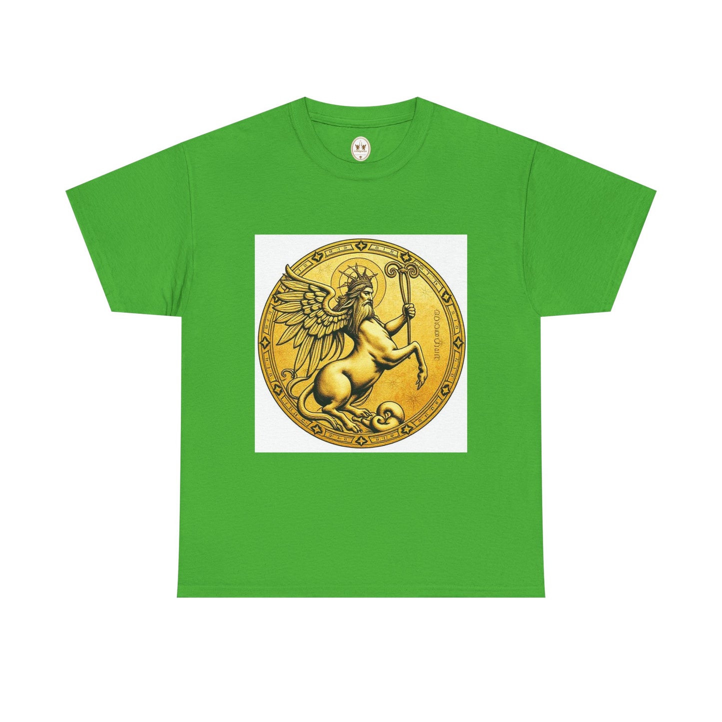 Unisex Heavy Cotton T-Shirt, Golden Angel Coin, Virgo Zodiac Design