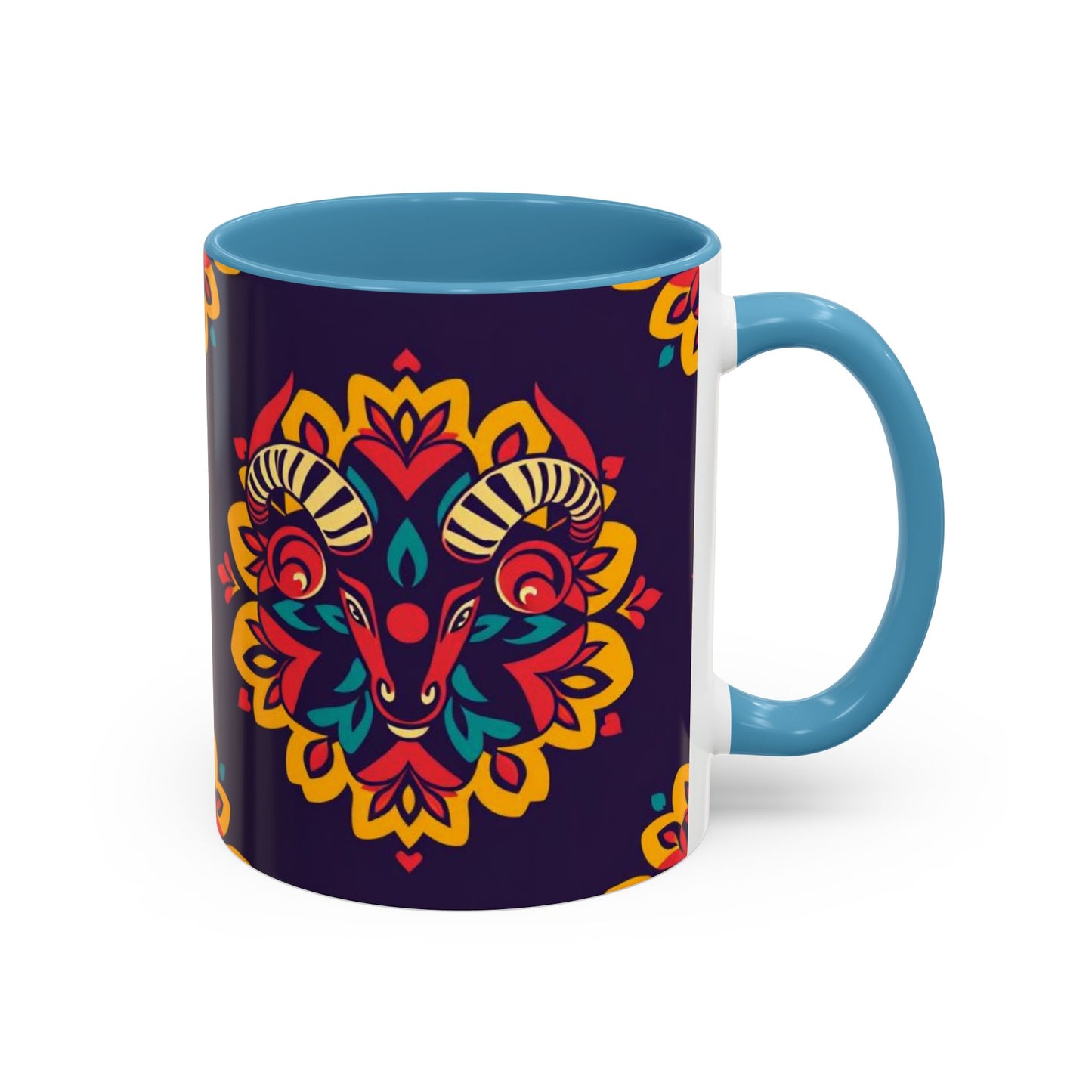 Accent Coffee Mug, Taurus, Zodiac v4. Flower Pattern, (11, 15oz)
