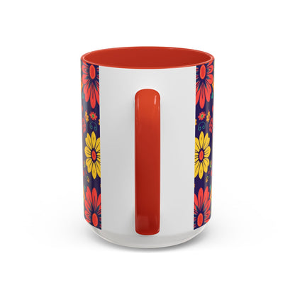 Accent Coffee Mug, Leo, Zodiac v3, Flower Pattern, (11, 15oz)