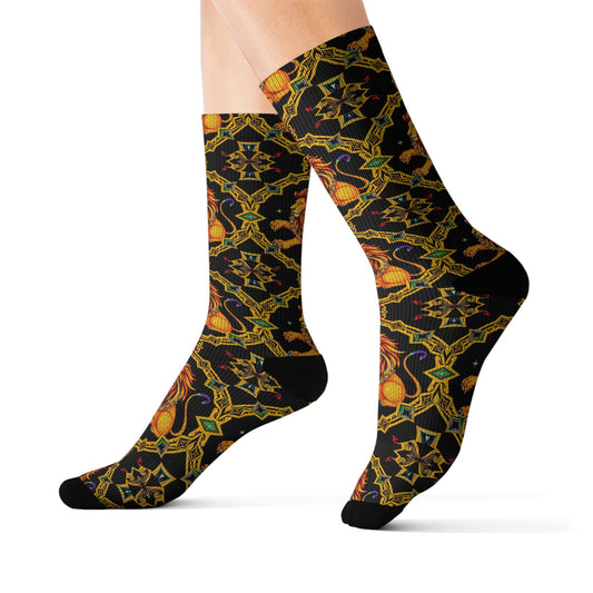 Sublimation Socks, Leo, Zodiac v4, Jewel Pattern