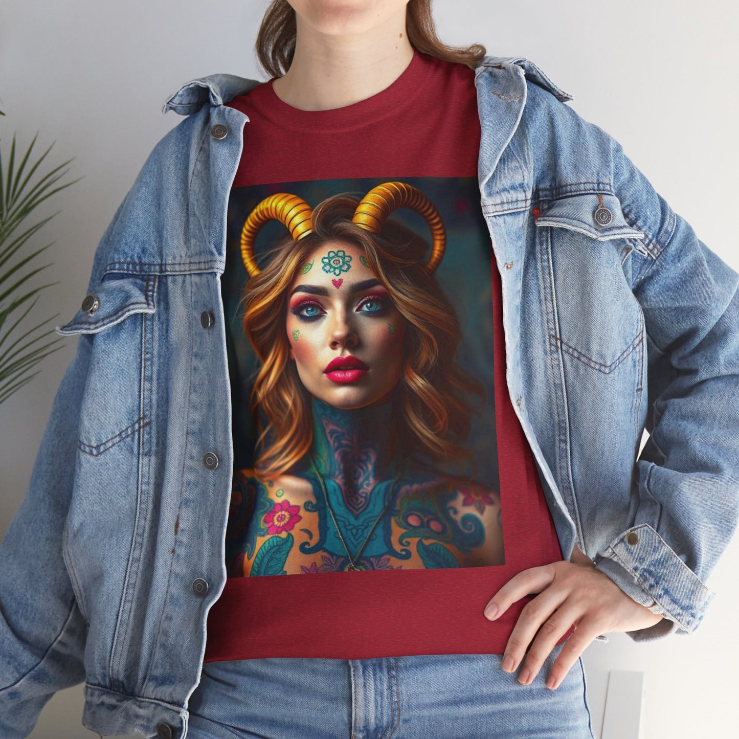 Unisex Heavy Cotton T-Shirt, Capricorn, Zodiac v1, Sexy Art