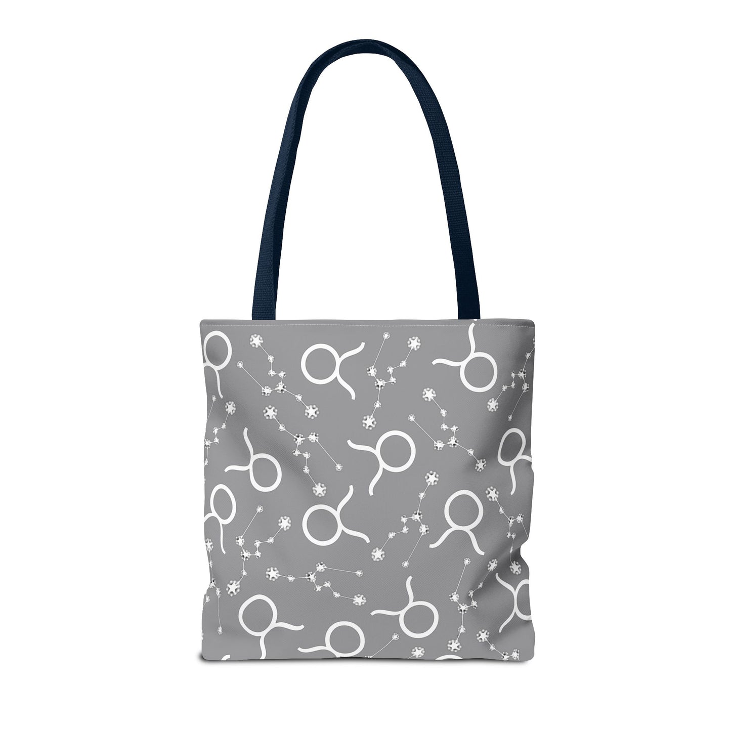 Tote Bag, Taurus Zodiac Sign, AOP, (Grey, White)