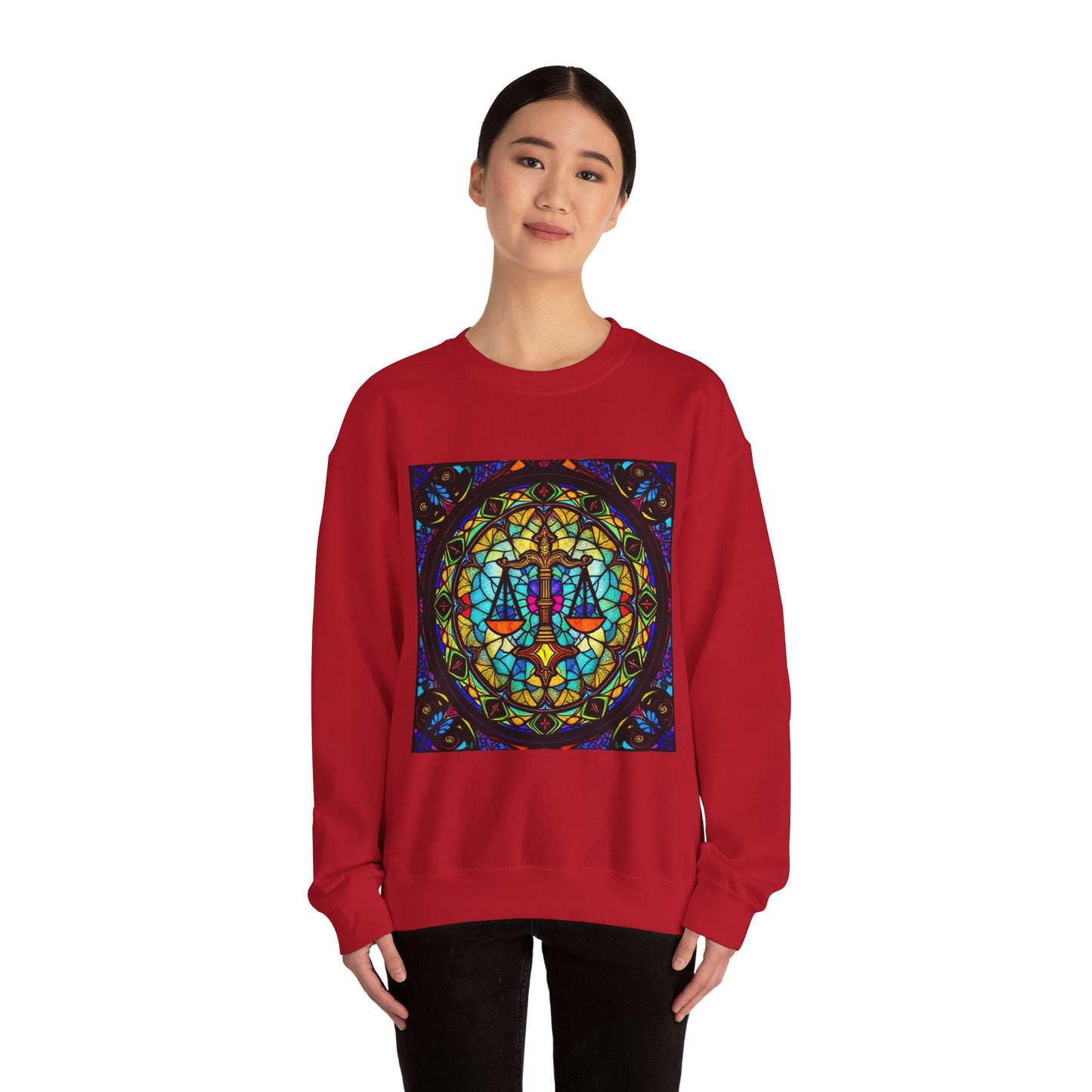 Unisex Heavy Blend™ Crewneck Sweatshirt, Glass, Libra Zodiac Design