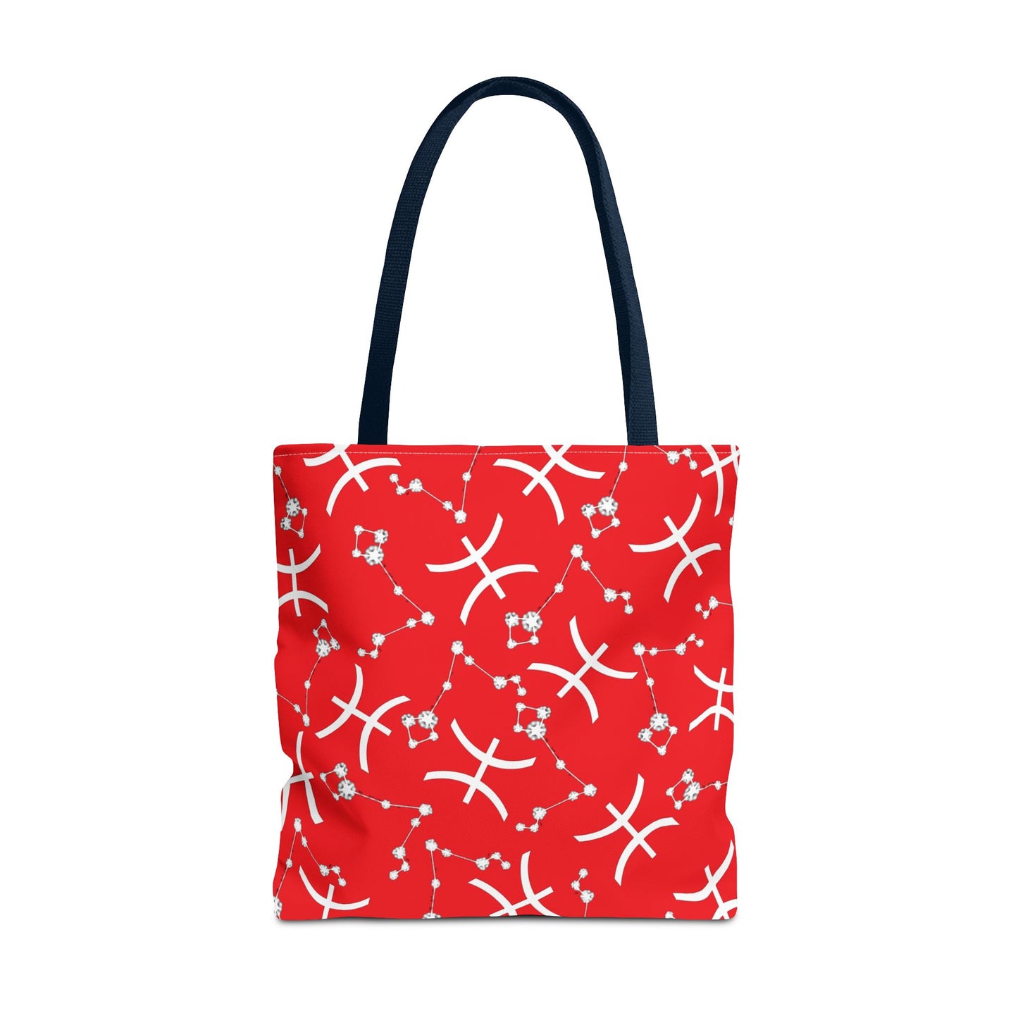 Tote Bag, Pisces Zodiac Sign, AOP, (Red, White)
