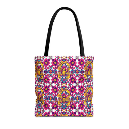Tote Bag (AOP), Scorpio, Zodiac v1, Flower Pattern