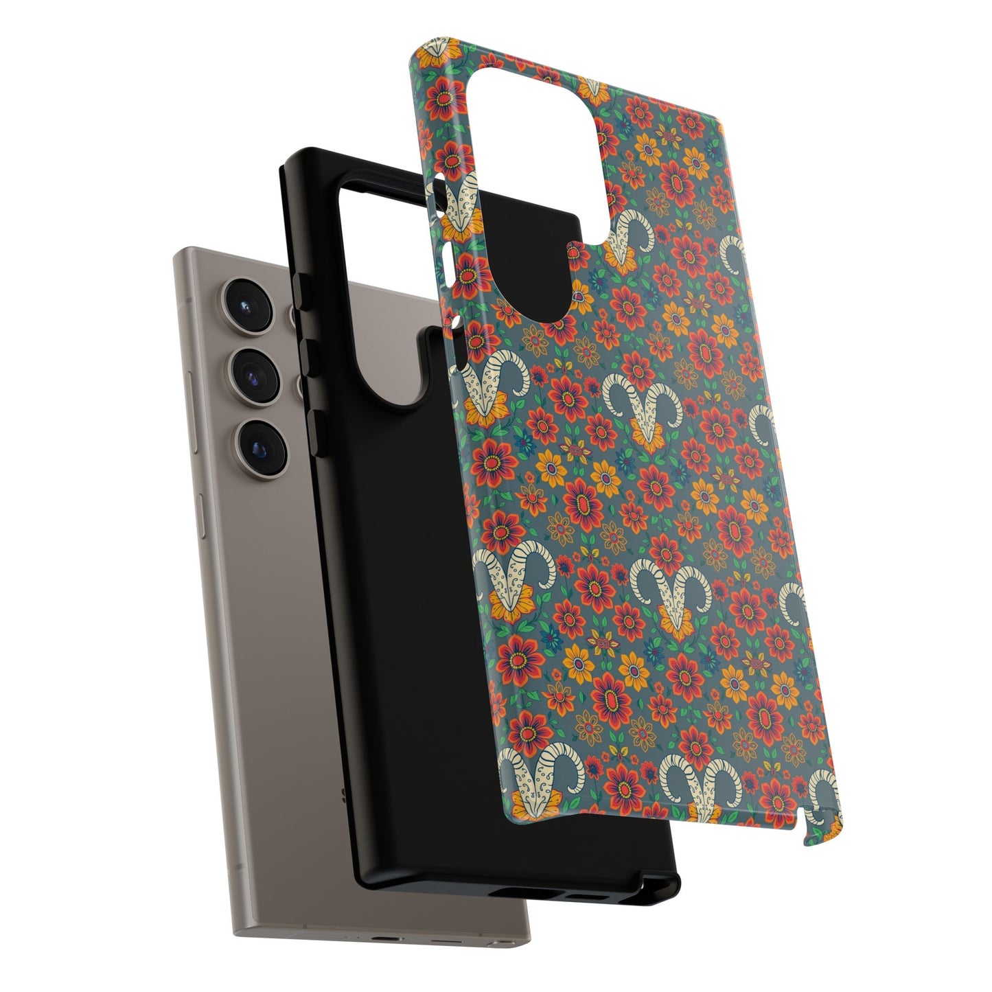 Tough Cases, Aries, Zodiac v3, Flower Pattern