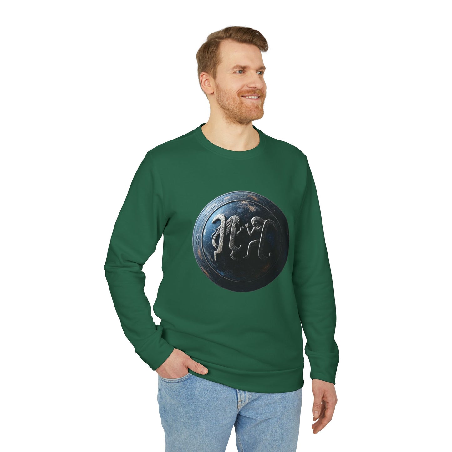 Adidas, Unisex Fleece Crewneck Sweatshirt, Gemini, Space Symbol, Zodiac