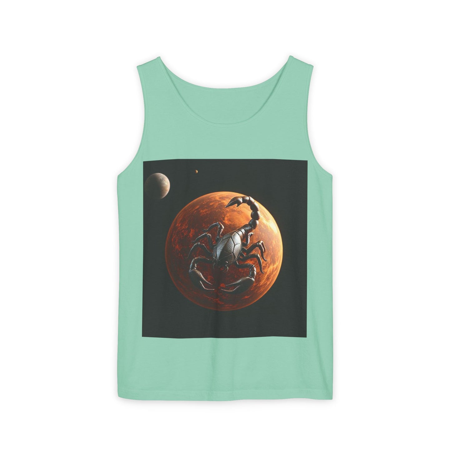 Unisex Garment-Dyed, Tank Top, Scorpio Design, Planet Symbol, 100% US cotton