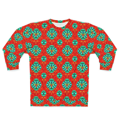 Unisex Sweatshirt (AOP), Aries, Zodiac v1, Jewel Pattern