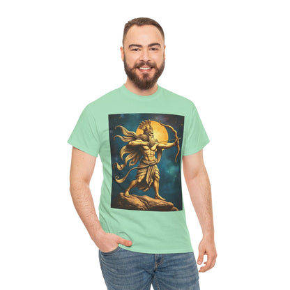 Unisex Heavy Cotton T-Shirt, Midnight Arrow, Sagittarius Zodiac Design