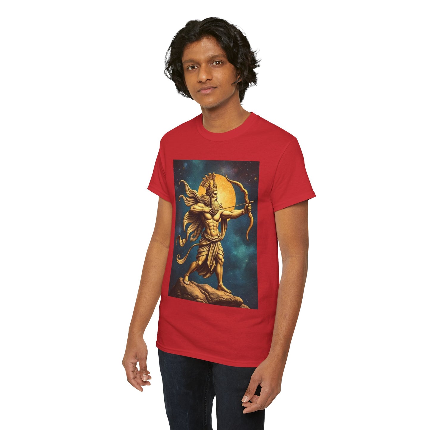 Unisex Heavy Cotton T-Shirt, Midnight Arrow v1, Sagittarius Zodiac Design