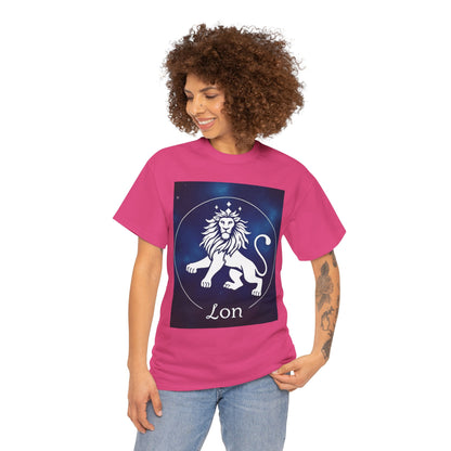 Unisex Heavy Cotton T-Shirt, Space Lion, Leo Zodiac Design