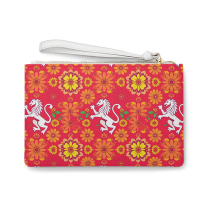 Clutch Bag, Leo, Zodiac, Flower Pattern