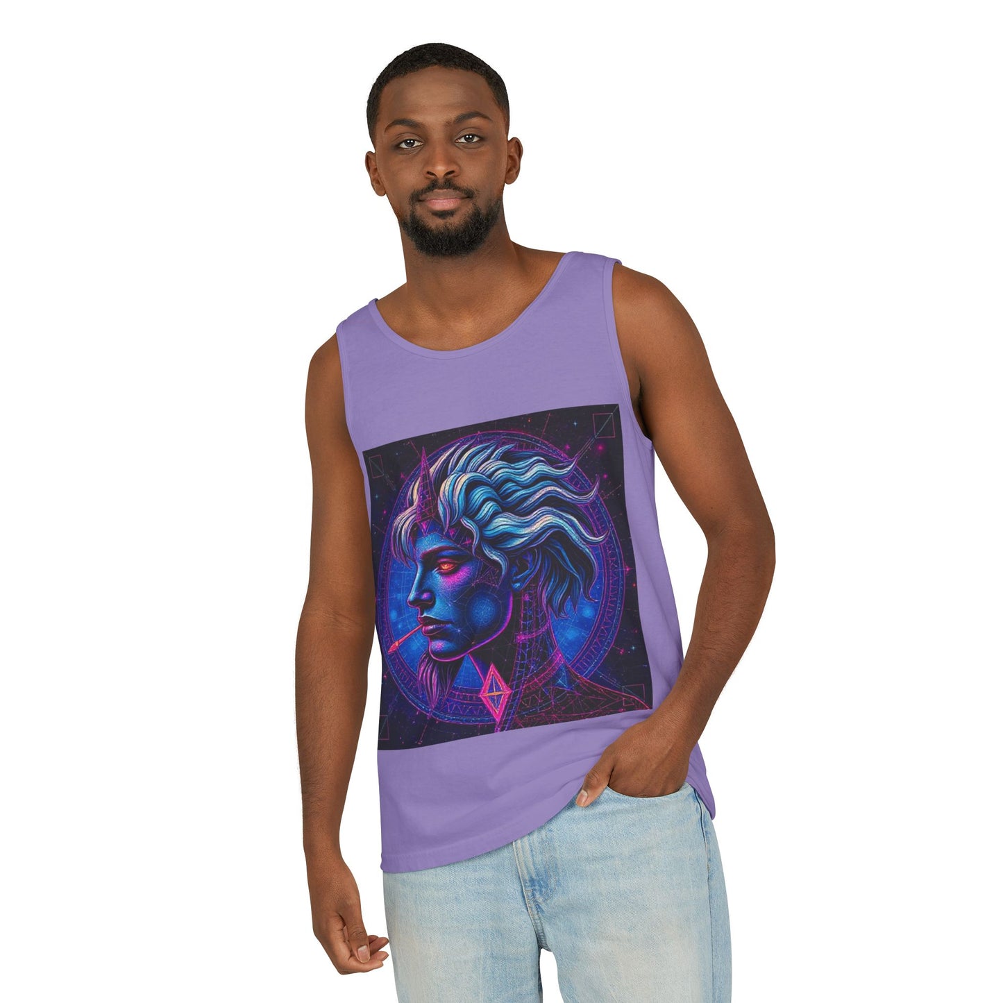 Unisex Garment-Dyed, Tank Top, Gemini, Pop Art v1, 100% US cotton