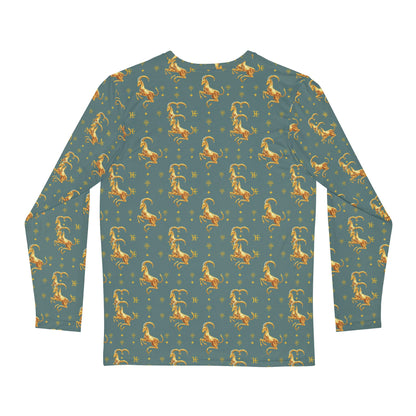 Men's Long Sleeve Shirt, (AOP), Capricorn, Zodiac v1, Pattern
