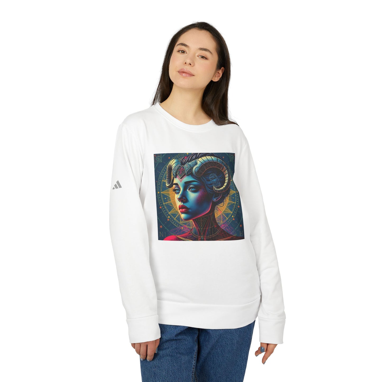 Adidas, Unisex Fleece Crewneck Sweatshirt, Aries, Pop Art, Zodiac