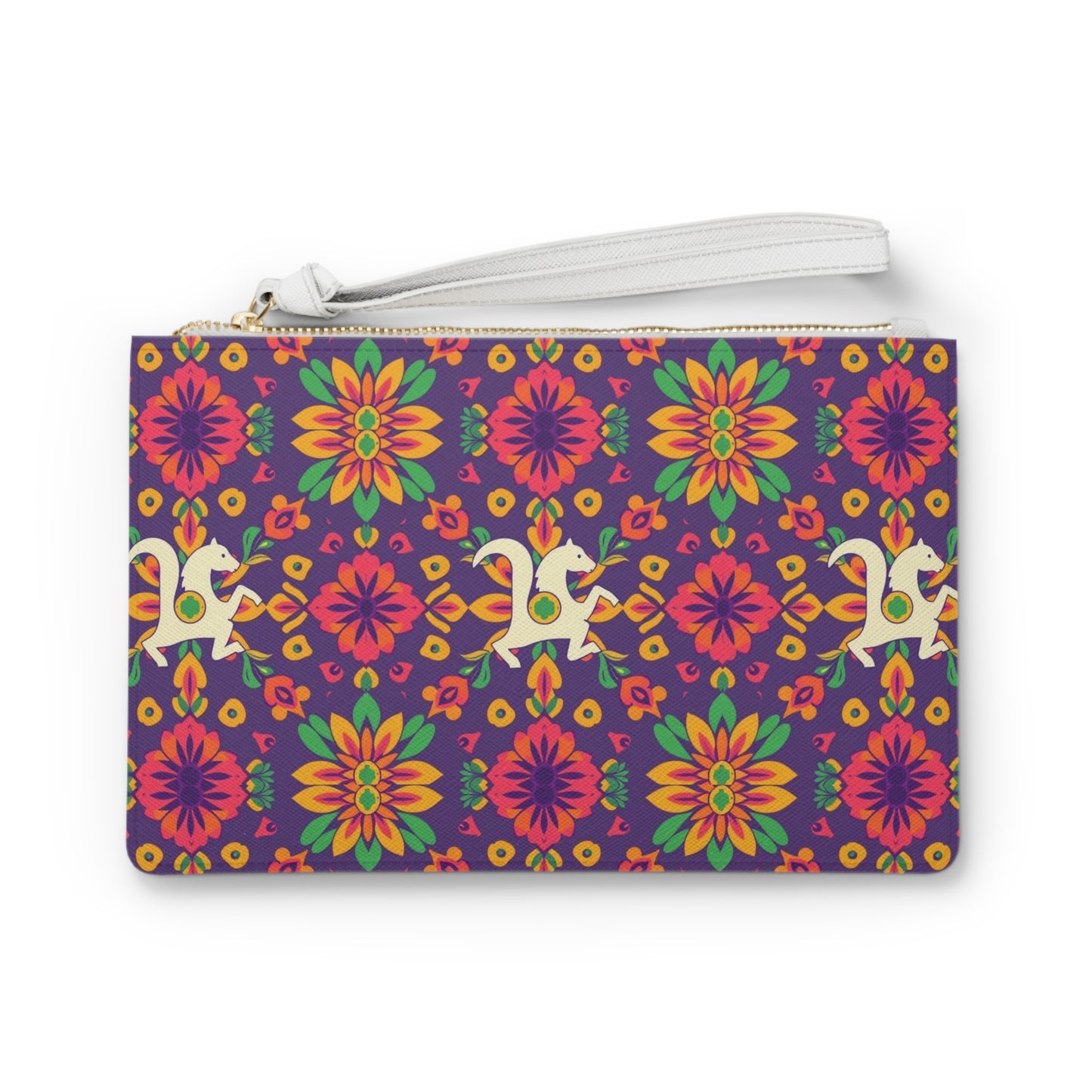 Clutch Bag, Aquarius, Zodiac v2, Flower Pattern