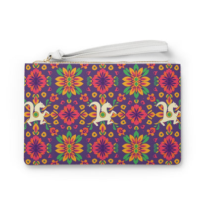 Clutch Bag, Aquarius, Zodiac v2, Flower Pattern