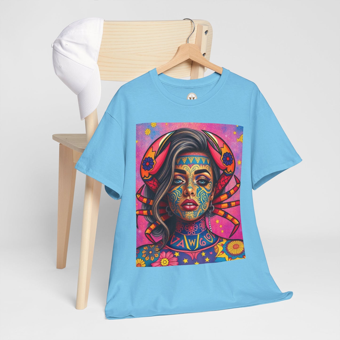 Unisex Heavy Cotton T-Shirt, Cancer, Zodiac v3, Sexy Art