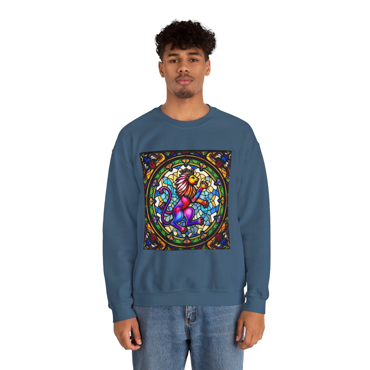 Unisex Heavy Blend™ Crewneck Sweatshirt, Glass, Leo Zodiac Design