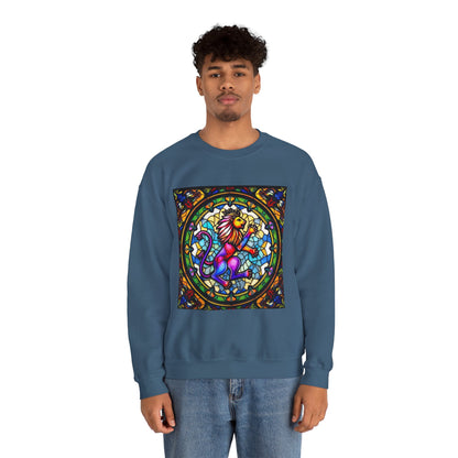 Unisex Heavy Blend™ Crewneck Sweatshirt, Glass, Leo Zodiac Design