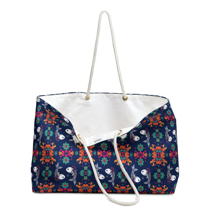 Weekender Bag, Pisces, Zodiac, Flower Pattern
