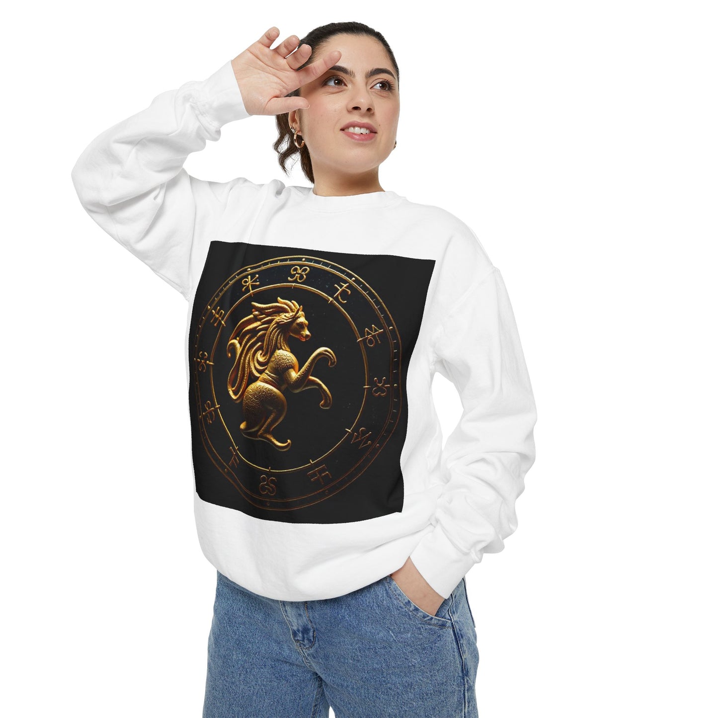 Garment-Dyed Sweatshirt, Unisex, Space Animal Design v1, Virgo
