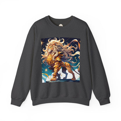 Unisex Heavy Blend™ Crewneck Sweatshirt,Cool Lion with White Hair, Leo Zodiac Design