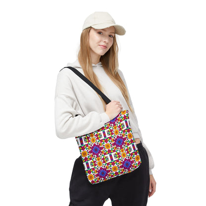 Tote Bag, (AOP), Gemini, Zodiac v3, Flower Pattern