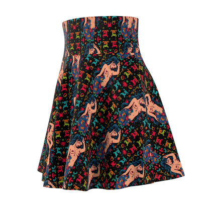 Women's Skater Skirt, (AOP), Aquarius, Zodiac v2, Sexy Pattern