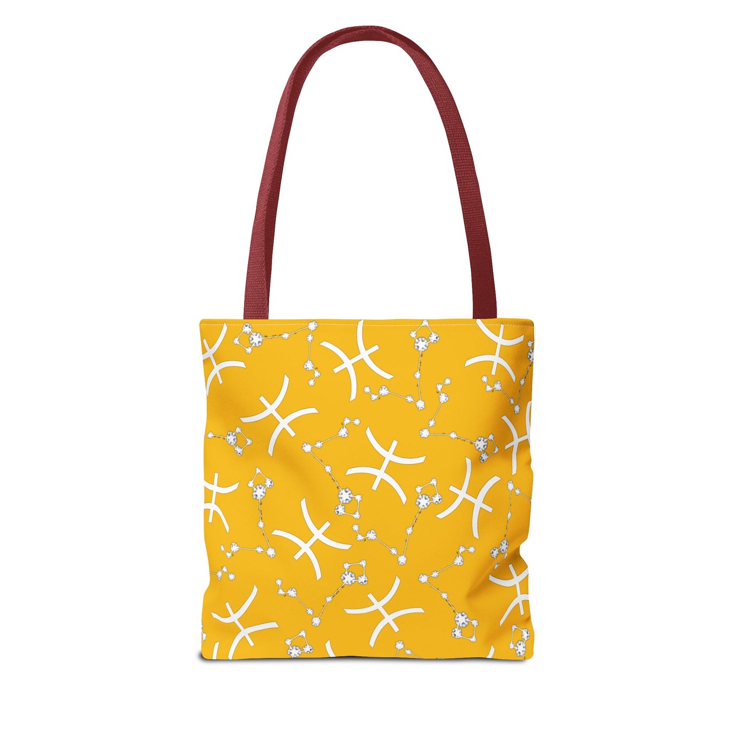 Tote Bag, Pisces Zodiac Sign, AOP, (Yellow, White)