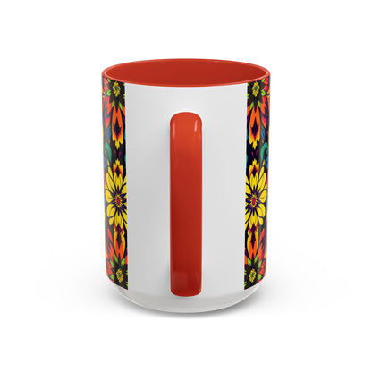 Accent Coffee Mug, Capricorn, Zodiac v4, Flower Pattern, (11, 15oz)