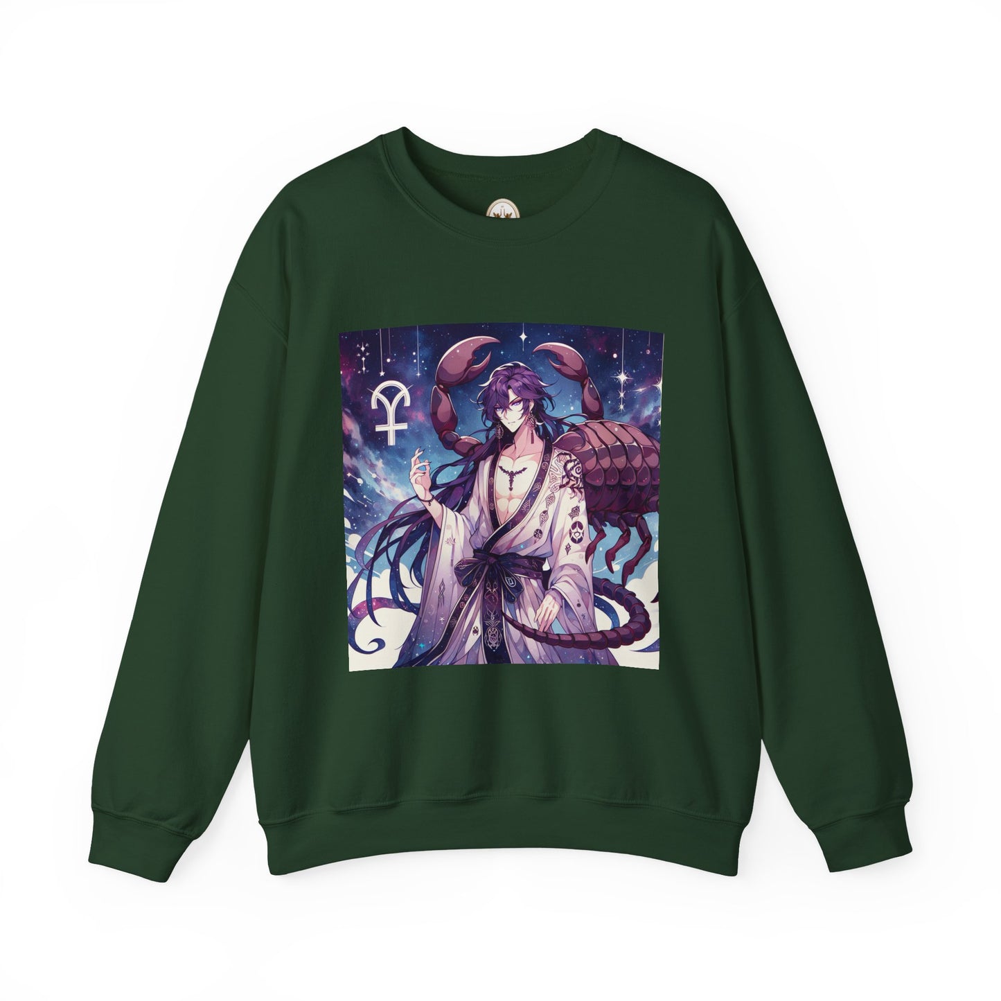 Unisex Heavy Blend™ Crewneck Sweatshirt, Scorpio Zodiac Design, purple scorpion anime