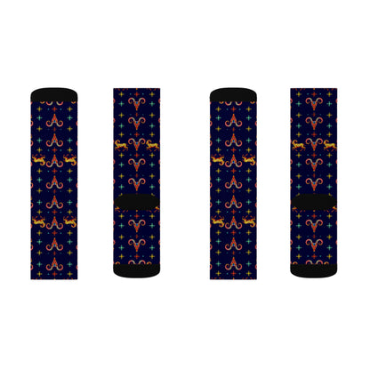 Sublimation Socks, Aries, Zodiac, Jewel Pattern