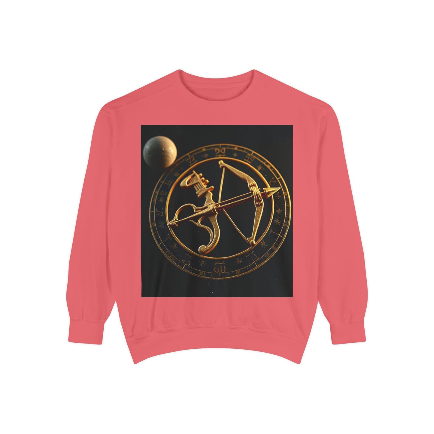Garment-Dyed Sweatshirt, Unisex, Space Symbol Design, Sagittarius