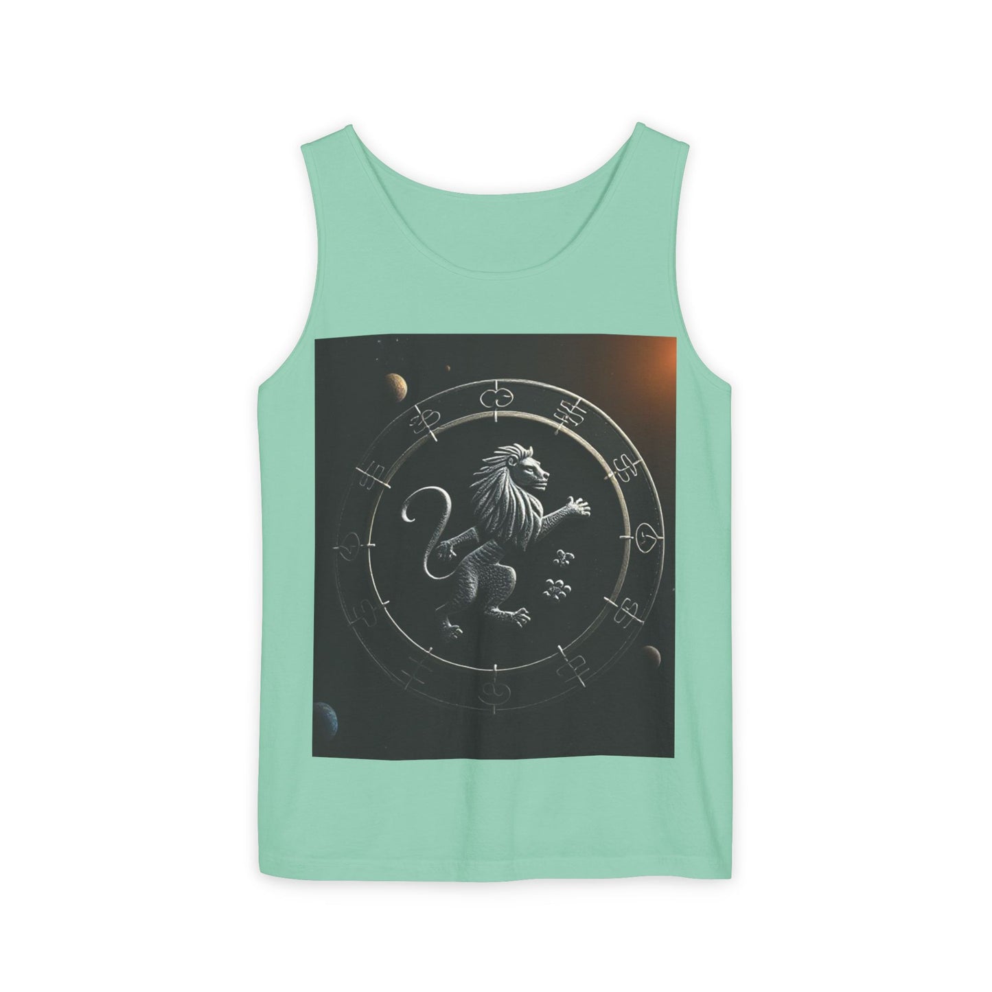 Unisex Garment-Dyed, Tank Top, Leo Design, Space Animal, 100% US cotton