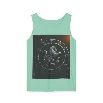 Unisex Garment-Dyed, Tank Top, Leo Design, Space Animal, 100% US cotton