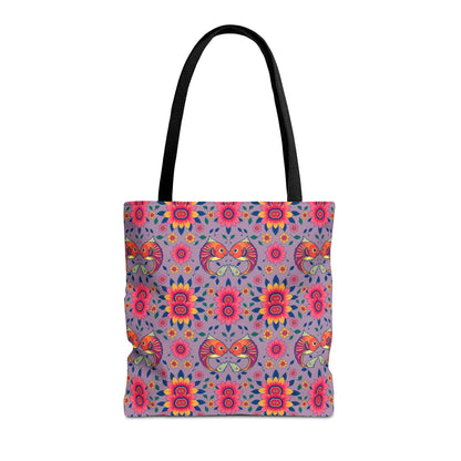 Tote Bag (AOP), Pisces, Zodiac v2, Flower Pattern