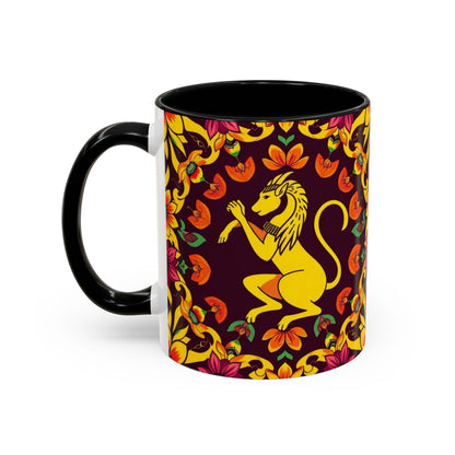 Accent Coffee Mug, Virgo, Zodiac v1. Flower Pattern, (11, 15oz)