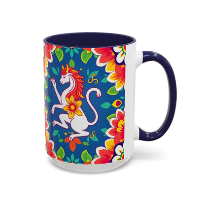 Accent Coffee Mug, Virgo, Zodiac v3. Flower Pattern, (11, 15oz)