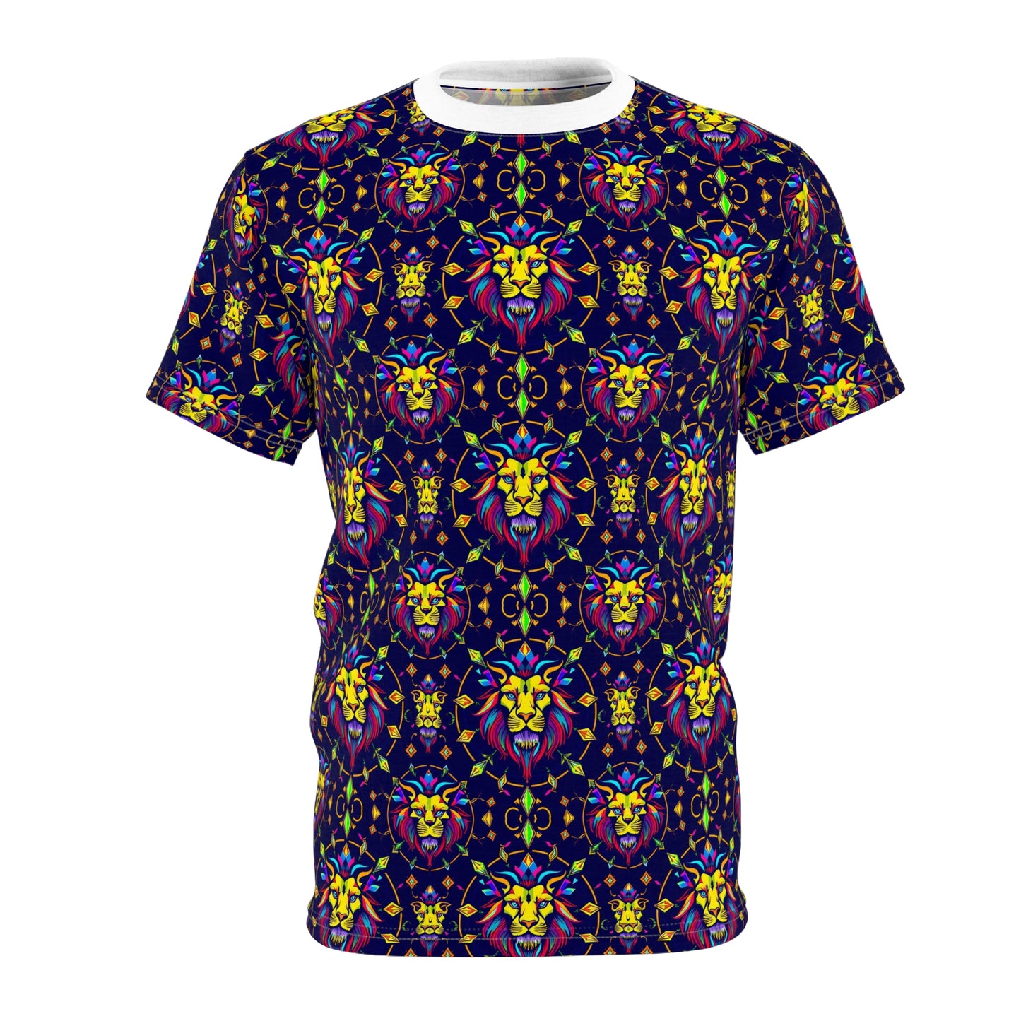 Unisex Cut & Sew T-Shirt, (AOP), Leo, Zodiac v1, Jewels Pattern