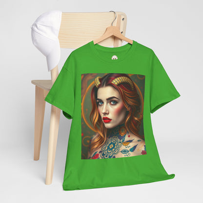 Unisex Heavy Cotton T-Shirt, Capricorn, Zodiac v3, Sexy Art