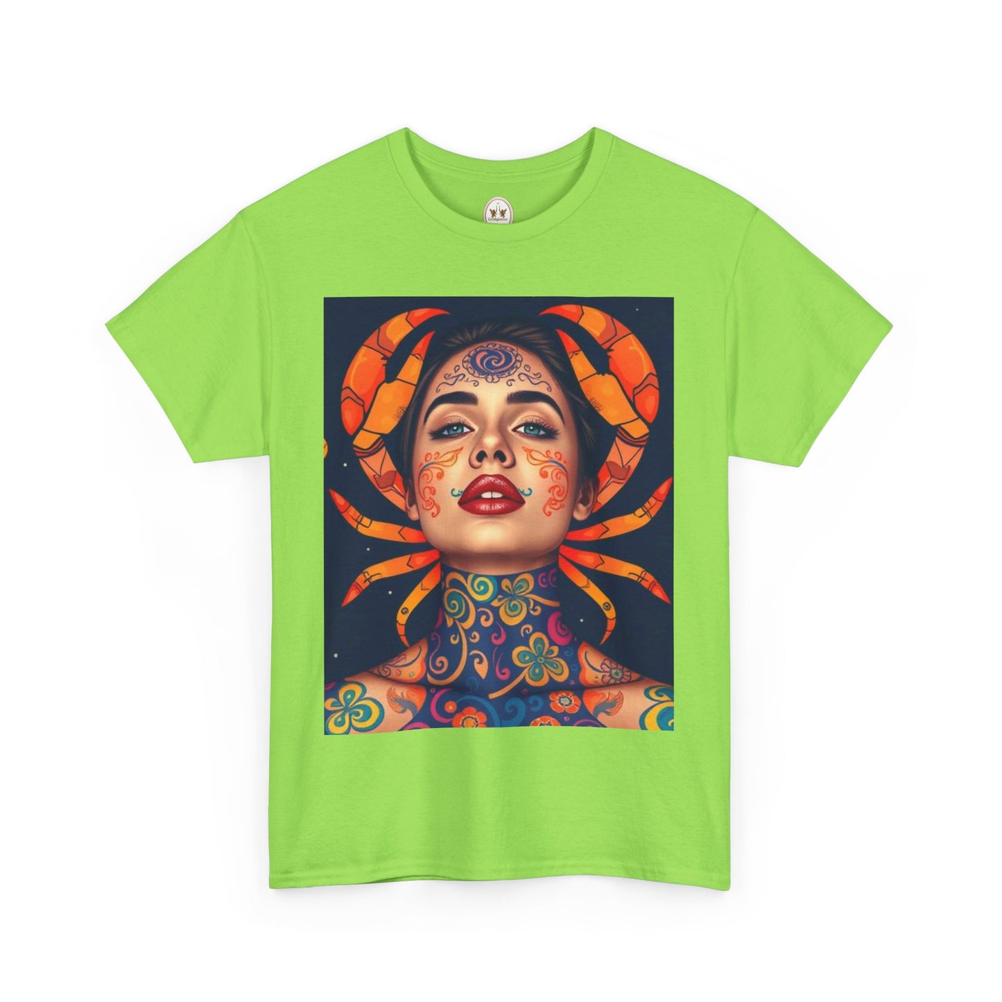 Unisex Heavy Cotton T-Shirt, Cancer, Zodiac v2, Sexy Art