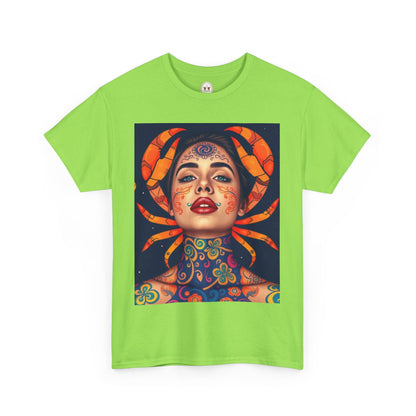 Unisex Heavy Cotton T-Shirt, Cancer, Zodiac v2, Sexy Art