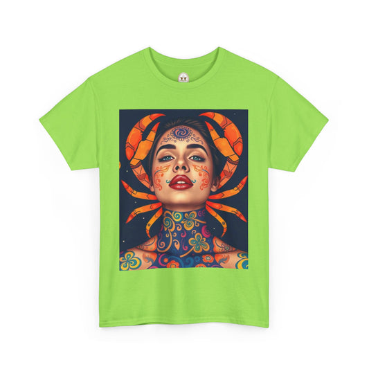 Unisex Heavy Cotton T-Shirt, Cancer, Zodiac v2, Sexy Art